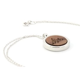 NaturSchatulle Necklace with Pendant Wood Engraving Necklace Wooden Pendant Locket Silver 925 Ladies’ Pendant Amulet Wood Jewellery Charms 50 cm, Silver