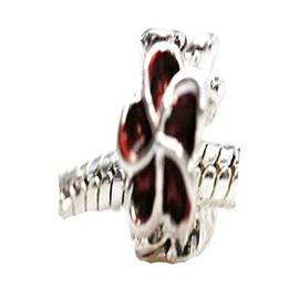 Sexy Sparkles Flower Enamel Design Charm Spacer Bead European Snake Chain Charm Bracelet European Compatible - Red