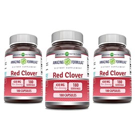 Amazing Formulas Red Clover 430 mg Capsules Supplement | Red Clover Blossoms Herb Extract | Non-GMO | Gluten Free | Made in USA (180 | 3 Pack)