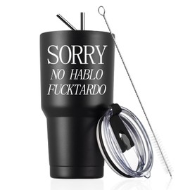 COMOOO Sorry No Hablo Fuctardo 30oz Travel Tumbler, Funny Tumbler for Men Women Friends Brother Dad Sister Co-wokers Colleague Employee, Insulated Stainless Steel Tumbler