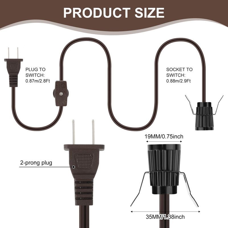 Macarrie 12 Pcs Single Salt Lamp Cord Replacement for Christmas