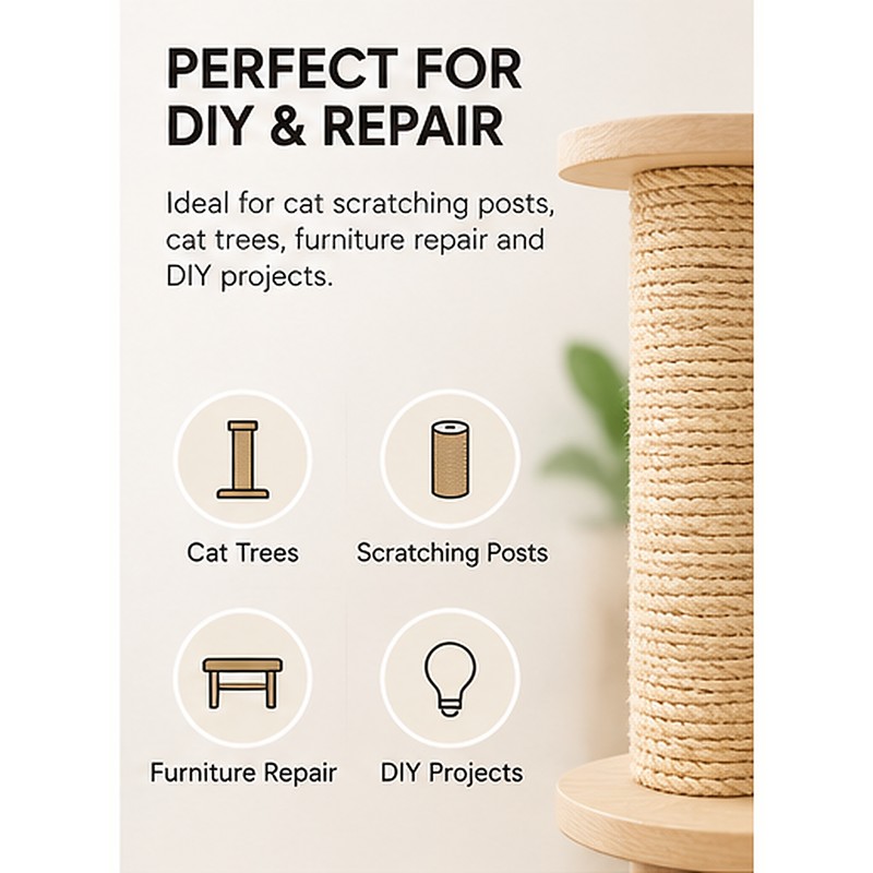 Natural Sisal Rope for Cat Scratching Posts – 20M/50M DIY