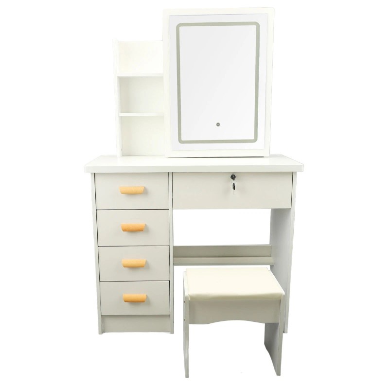 Dressing Table Vanity Table Elegant Lighted Mirror With Drawers Shelves