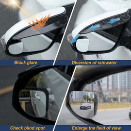 Blind Spot Mirrors, Side Rear View Mirror Rain Visor Guard, Reversing Auxiliary Round Convex Blind Area Mirror, Wide Angle Adjustable for Car SUV and Trucks (Split type - B)