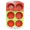 casaWare Jumbo Muffin Pan 6 Cup Ceramic Coated Non-Stick (Red