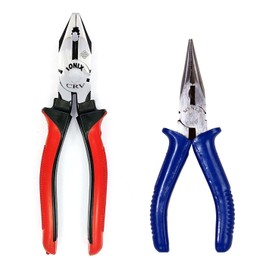 IONIX Combination & Nose Plier Combo | IONIX Tools 8-Inch Cutting Plier Tool Kit w/Combination Plier, Plier Set, Nose Pliers & More - Industrial & Plumber Hand Tools, 2 pieces