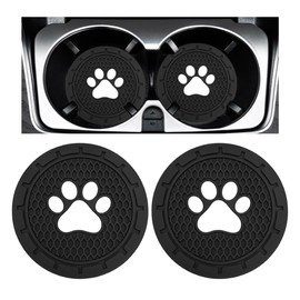 2 PCS Car Cup Holder Coaster, 2.75 inch Cute Paw Car Coaster for Women & Men, Anti Slip PVC Auto Cup Holder Insert Coasters, Universal Interior Decor Car Accessories (Black)