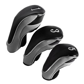 Andux Golf Driver Wood Head Covers 460cc Driver Hook & Loop Set of 3 Grey