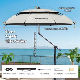 yuzhiyuan Outdoor Umbrellas for Patio 7.8FT Patio Table Umbrella with Adjustable Pole,Push Tilt, Black Coated, UPF50+ UV Protection, with Carry Bag, Great for Beach, Camping, Picnic, Backyard