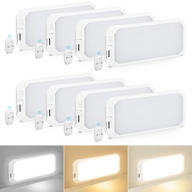 SKYJDM 8 Pack RV Lights Interior 1200LM，3 Color 12V RV LED Lights Interior with Remote Control, 3000-6500K Dimmable RV Interior Lighting RV Ceiling Light for RV/Camper/Trailer/Boat