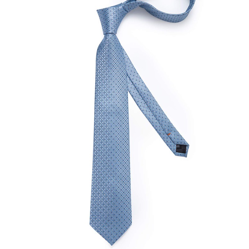 DiBanGu Men's Tie Set Silk Striped Checked Tie with Pocket