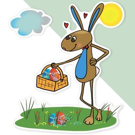 Extra Large 460mm 'Easter Bunny with Eggs' Permanent Sticker Decal for Cars/Windows/Bins/Walls (DW00136031)