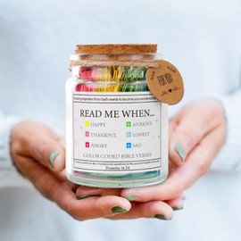 Read Me When Bible Verses Jar Religious Christian Gifts for Women Men, Christian Devotionals for Women Catholic Faith, Color Coded Bible Verses in a Jar, Inspirational Gifts for Women Religious (A)