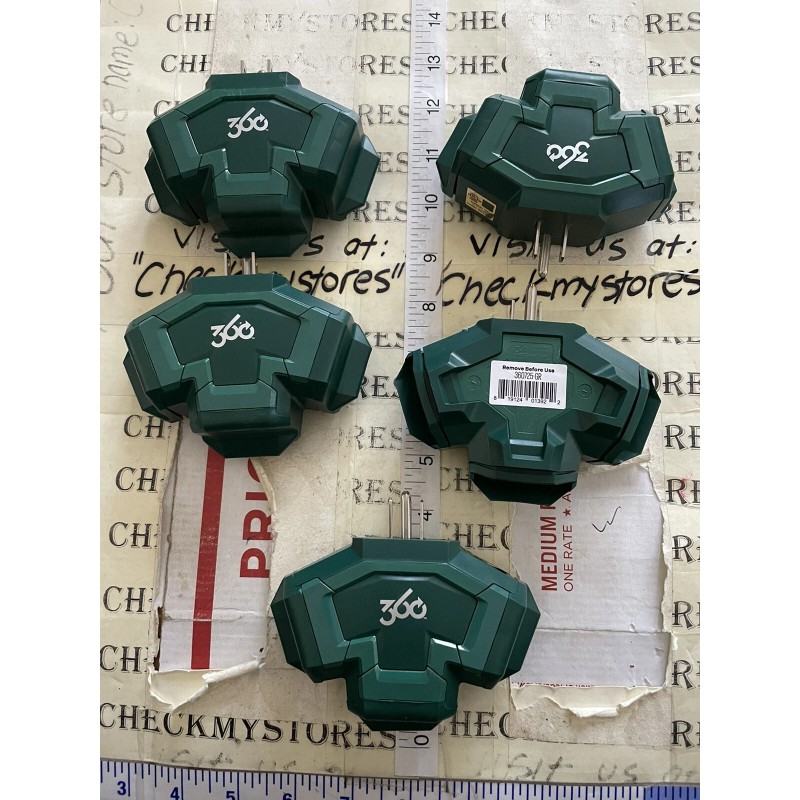 AuctionFuel 5X New 360 Electrical 3-Outlet Power Hub Adapter Green