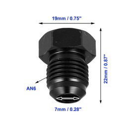 Unifizz 2pcs Car AN6 Male Flare Bolt Blanking Plug End Cap Lock Nut Fitting Aluminum Alloy Plug Hex Connectors Fitting Adapter Black