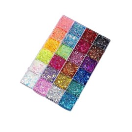 Glitter para cara, cuerpo y cabello. Purpurina para Halloween, Paleta de pintura facial y corporal de 24 colores. Pintura para Halloween make up artist para fiestas Cosplay (Glitter, pequeño)