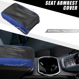 A ABSOPRO Car Center Console Armrest Cover 22.5x14cm Center Console Protect Cover for Toyota Corolla Cross 2022 Faux Leather Carbon Fiber Pattern Black Blue