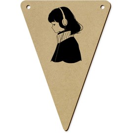 5 x 140mm 'Girl with Headphones' Wooden Bunting Flags (BN00083310)