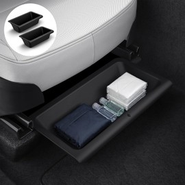 Spigen Caja de Almacenamiento Bajo el Asiento, Bandeja Organizadora Oculta [Impermeable y Anti-Vibración] para Accesorios Tesla Model Y Juniper 2025 2026 - Paquete de 2