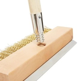 Chef-Master 90046 Pizza Brush Head Replacement | Attaches to the 90041 Pizza Oven Brush | Stainless Steel Scraper Blade | Heavy-duty Brass Bristles | 10" Long Pizza Brush Head
