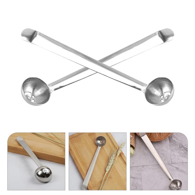 Stainless Steel Olive Spoon Strainer with Long Handle and Drain