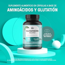 LIFE 360+ Glutathione Blend 60 Cápsulas | 1320 mg por porción | 30 Porciones | Suplemento Alimenticio con L-Cisteína, L-Glicina y L-Glutamina | Glutathione Blend