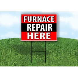 Furnace REPAIR HERE BLACK STRIPE - Double Sided Yard Sign ROAD SIGN with Stand