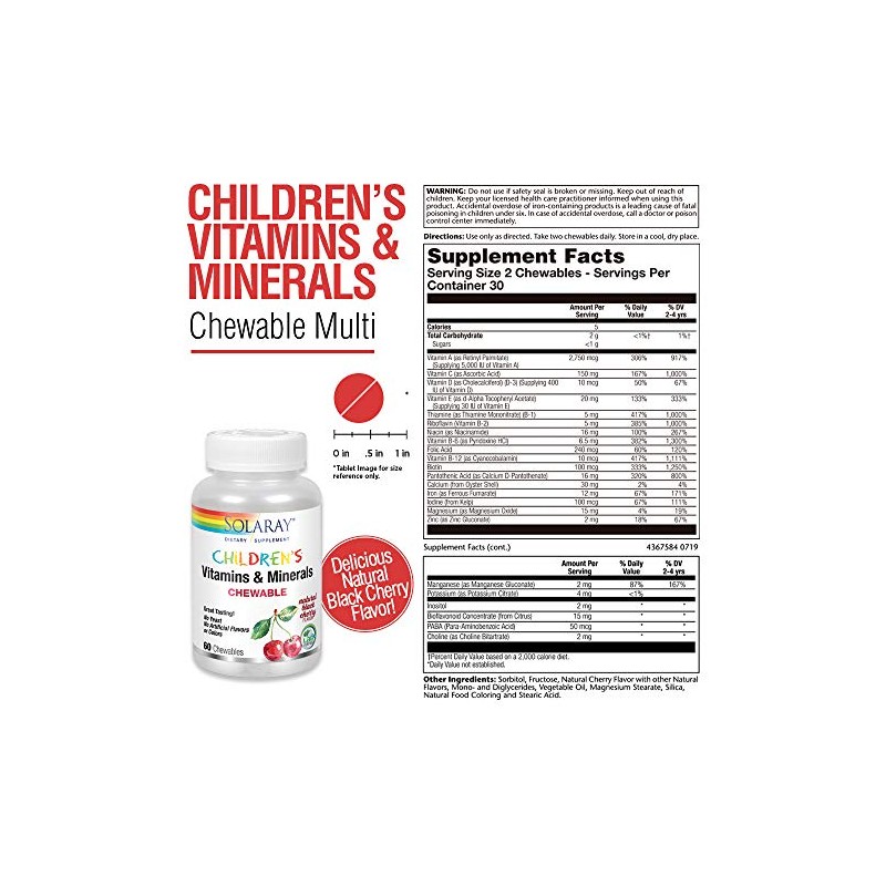 SOLARAY Childrens Vitamins & Minerals | Complete Multivitamin for Kids