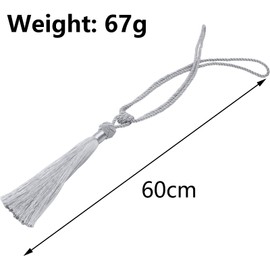 VEGCOO Curtain Tiebacks, 2 Pack Handmade Woven Rope Tassel Tie Backs Curtain Holdbacks Clips for Home Bedroom Window Decoration (Grey, 1 Pcs)
