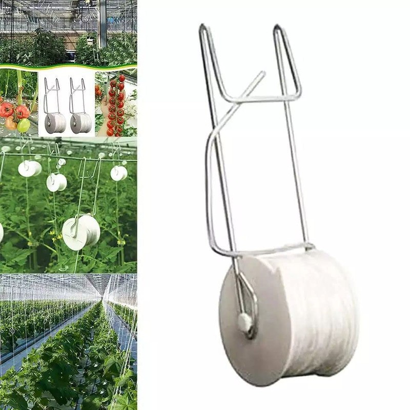 10 PCS Tomato Roller Hooks with String & 40 Clips,