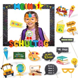 BETESSIN School Photo Box Accessories - Includes My 1st Day of School Photo Frame and 20 First Day of School Photo Props - First Day of School Decoration Photo Booth for Girls and Boys