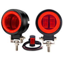 Motorcycle Squid Ring LED Fog Light, White + Red, Squid Ring, DC12V-24V, 20W, Universal LED Work Light, Work Light, Bike Auxiliary Light, Front Light, Waterproof, 6000K High Brightness, Round Shape,