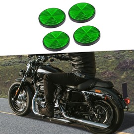 A ABSOPRO M6x1.0 Universal Screw Mount Reflective Warning Reflector for Motorcycle Plastic Green Black (Set of 4)