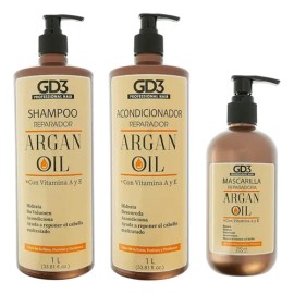Kit Shampoo Acondicionador Y Mascarilla Gd3 Aceite De Argan