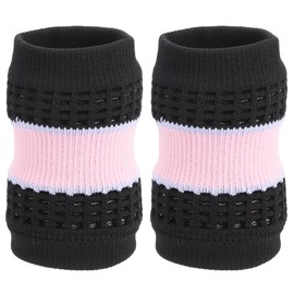 PATIKIL Sports Wristband Sweatbands for Men and Women, 2 Pcs Breathable Nylon Tennis Wrist Bands Absorbent Sweat Band for Basketball Football Baseball Running Gym, Black/Pink