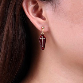 Inateannal Gothic Rock Cross Earrings Punk Cross Dangle Earrings Red Enamel Earrings Gold Geometric Statement Earrings Jewellery for Women and Girls, Zinc