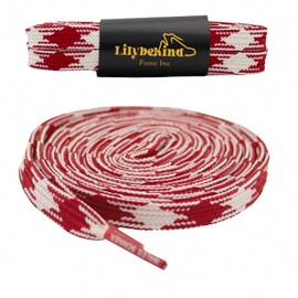 Lilybekind 5/16" Colored Flat Shoe Laces 51" Replacement Shoelaces for Sneakers (Red white)