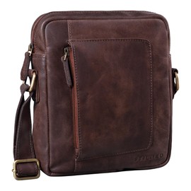STILORD 'Ashton' Herren Leder Tasche zum Umhängen Vintage Herrentasche Ledertasche Crossbody Bag Kleine Messenger Bag für Männer Umhängetasche Echtleder, Farbe:lyon - braun
