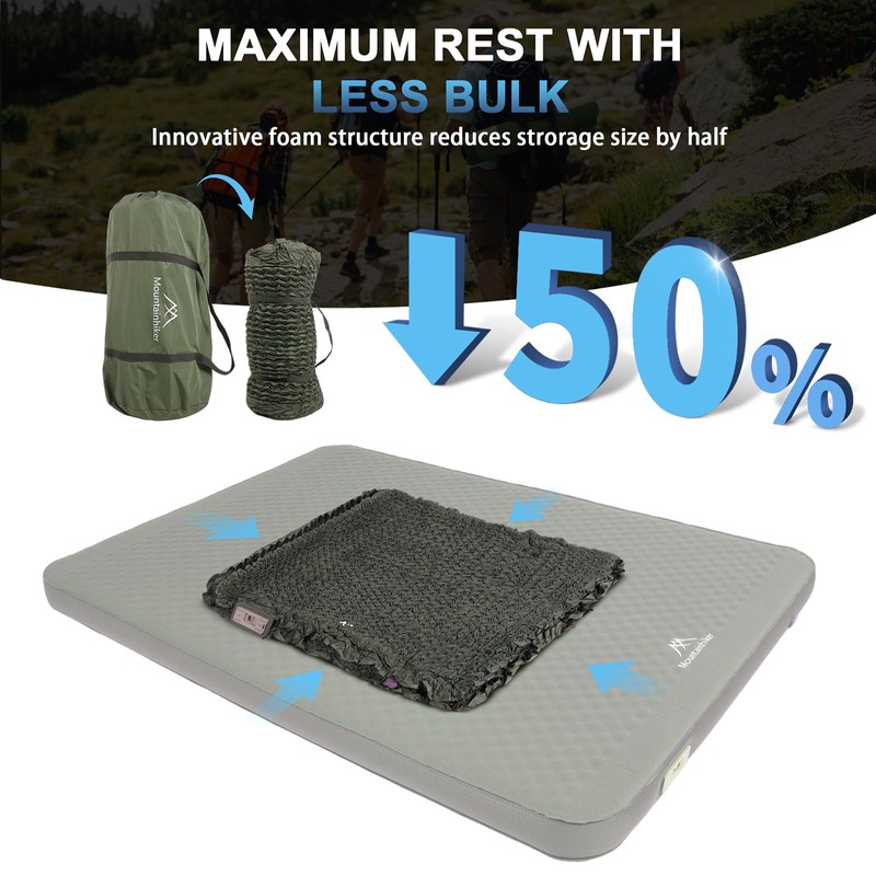 Self Inflating Sleeping Pad with Foam and Electric Pump，Innovative Y-Shaped
