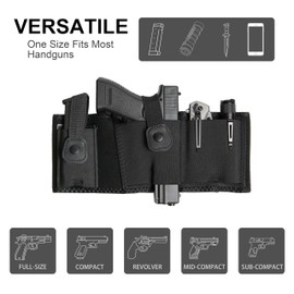 AUGOOL Belly Band Holster Belly Band Waist Pistol Holster for Concealed Carrying with Magazine Holder Tactical Elastic for Glock 19 Beretta Right M