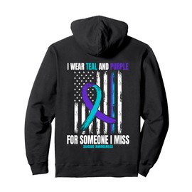 I Wear Teal Purple For Someone I Miss Suicide Awareness Flag Pullover Hoodie