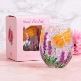 lesser and pavey LP47363 Butterfly Design Stemless Glass | Outdoor Gifts | Multi-color Accessory