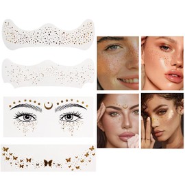Face Makeup Patches Party Freckles Tattoo Stickers Waterproof Long Lasting Face Sparkles Patches Natural Brown Fake Freckles Makeup Patches Glitter Freckles For Face (4)