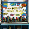 FYSUIMU 52Pcs Super Themed Hero Bulletin Board Decoration Set Cityscape