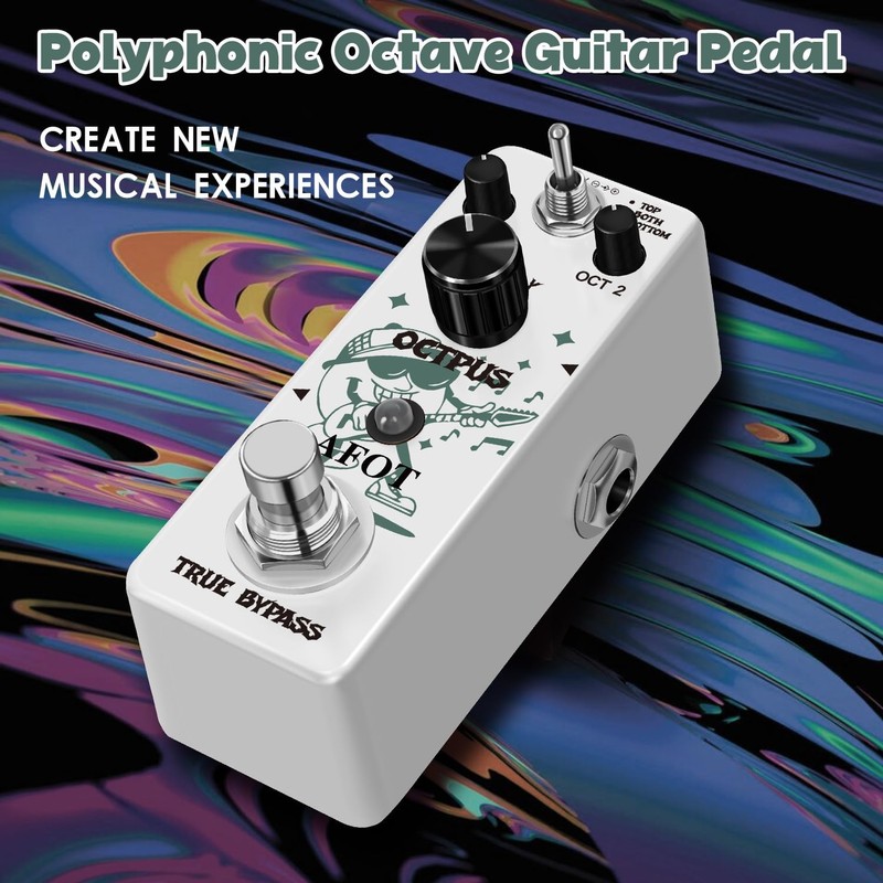 Polyphonic Octave Guitar Pedal, Digital Octave Mini Pedal,3 Modes Octave