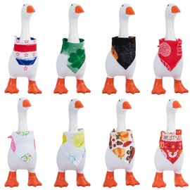 8Pcs Holiday Desk Goose Outfits 7 inch Desk Goose Bandana Summer 4th of July All Seasons Magnetic Desk Goose Clothes Costume Triangle Bibs Scarf Neckerchief for Mini Porch Goose Duck Decor