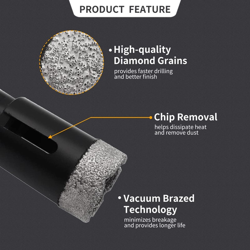 BTBLBITS Diamond Core Drill Bits Set 9pcs (6/6/8/10/20/25/35mm Tile Diamond
