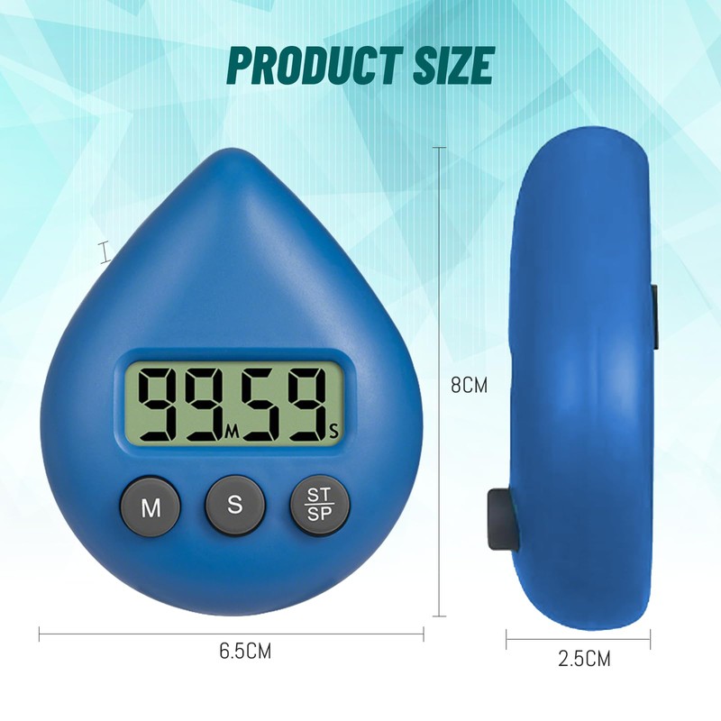 Xdealcozyxc Digital Shower Timer, Bathroom Clock Water Drop Shape, Blue