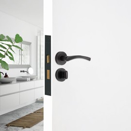 Oval or Euro Profile Escutcheon Key Hole Covers/Round Bathroom Thumb Turn Release Set (Matt Black, Turn & Release)