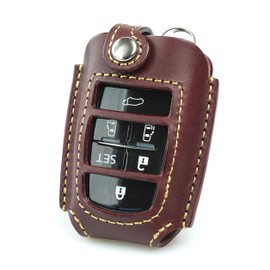 Leather Chaya Toyota New Model 40 Series Alphard Vellfire Noah VOXY Smart Key Case Genuine Leather Toyota-av6B, wine/beige